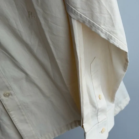 Helmut Lang Men's Beige Hoodie Shirt/Button-Up Shirt